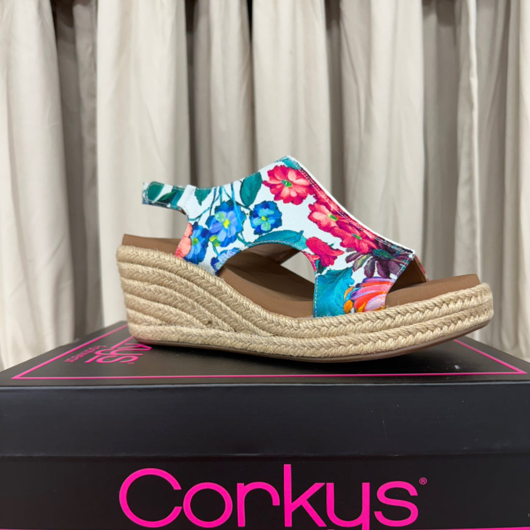 Corkys- White Multi Floral Jute