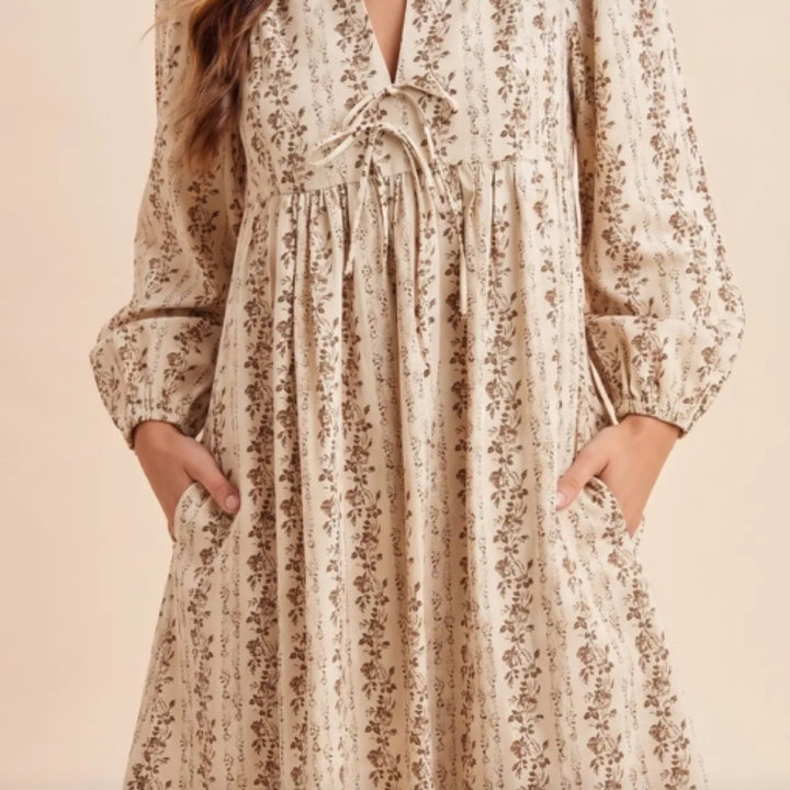 AnnieWear: Floral Print Babydoll Mini Dress