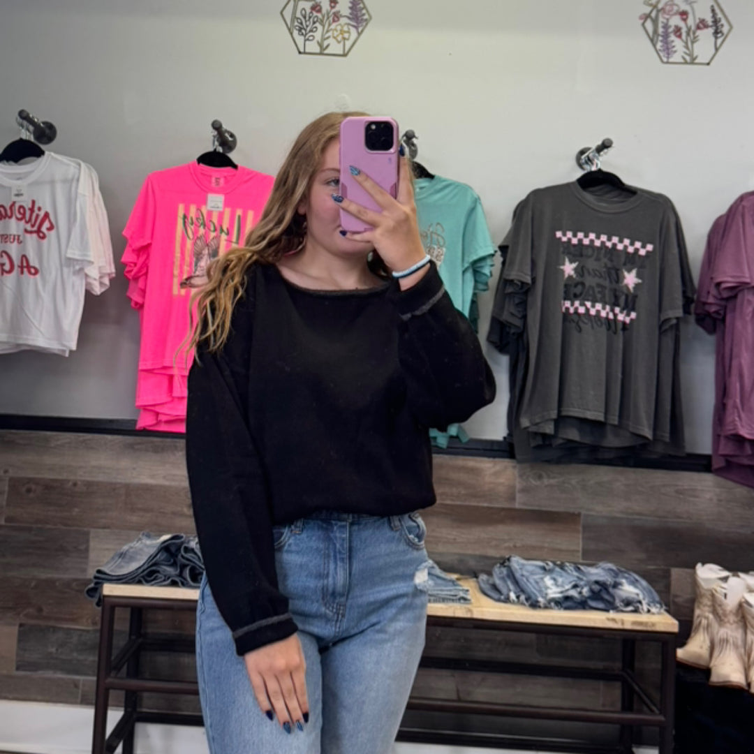 Soft Knit Pull Over Sweater In Black