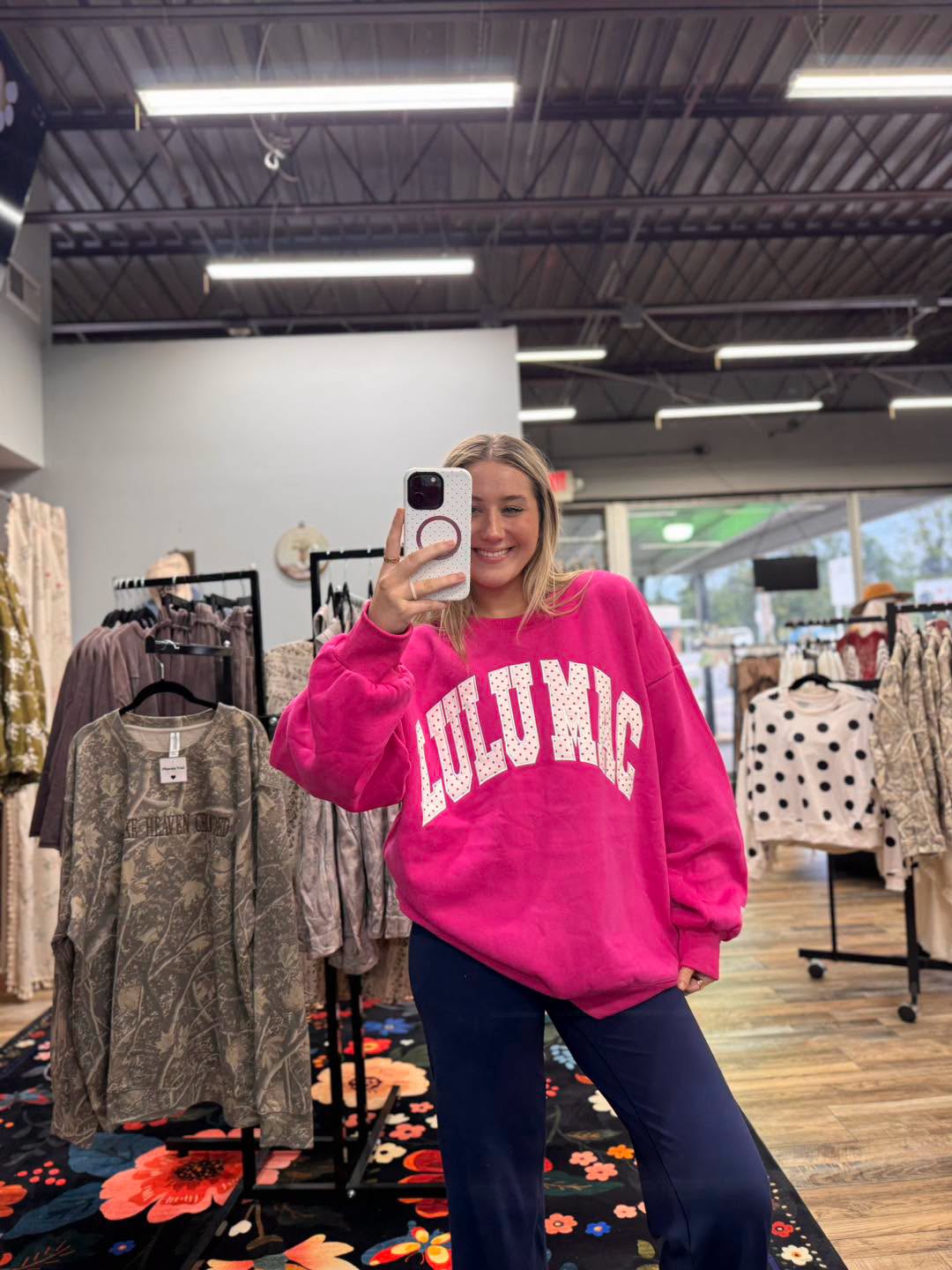Lulu Mac - Hot Pink Polka Dot Sweatshirt