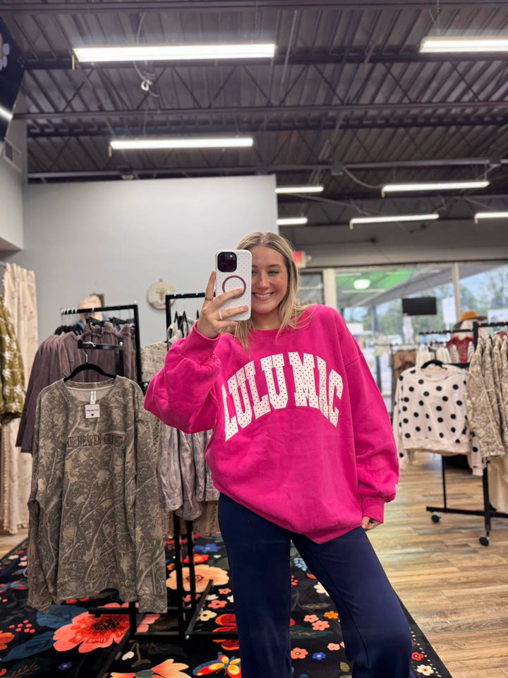 Lulu Mac - Hot Pink Polka Dot Sweatshirt