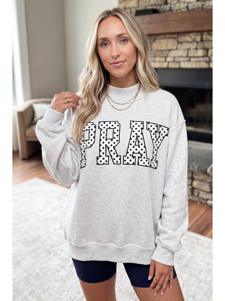 "Pray" Polka Dot Mock Neck