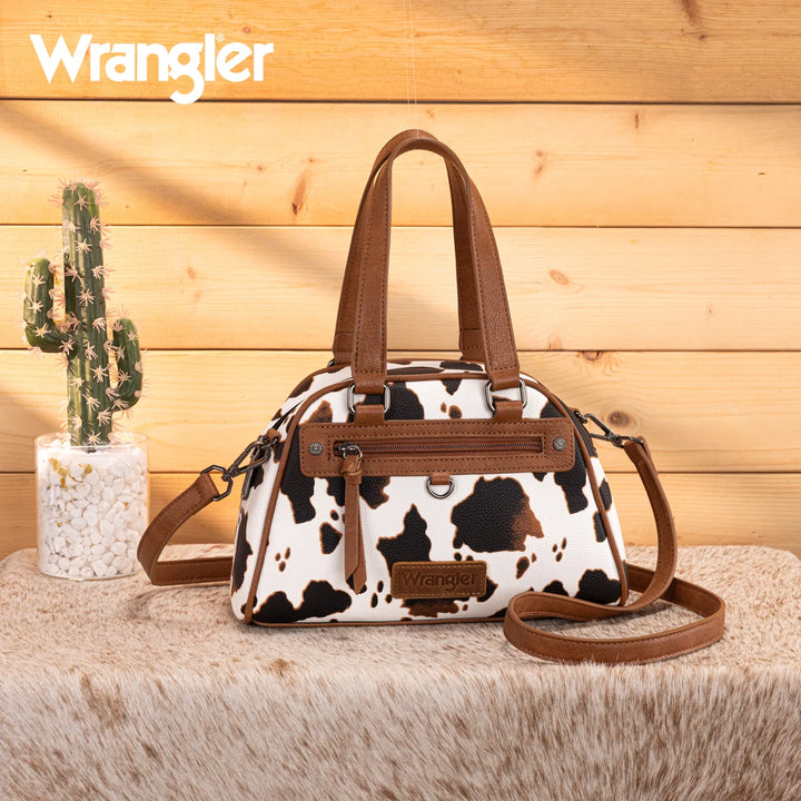 Wrangler Cow Print Satchel/Crossbody Bag - BR