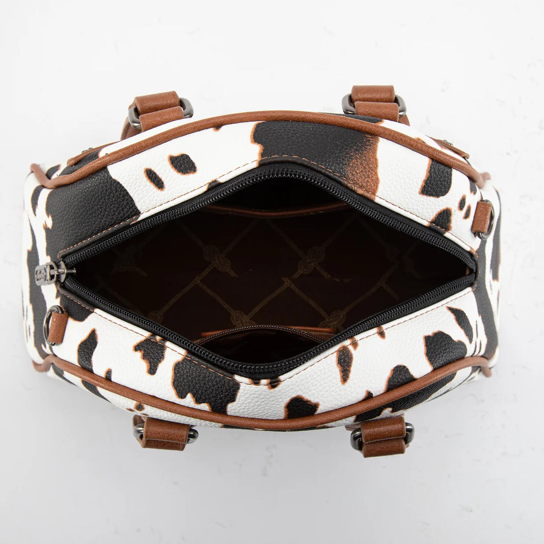 Wrangler Cow Print Satchel/Crossbody Bag - BR