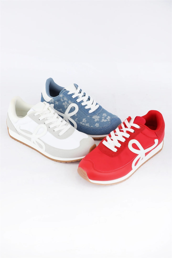 Cream Bow Tennis Shoe